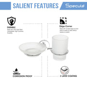 Aqua Stainless Steel Soap Dish With Tumbler Holder (Chrome) – by Specule